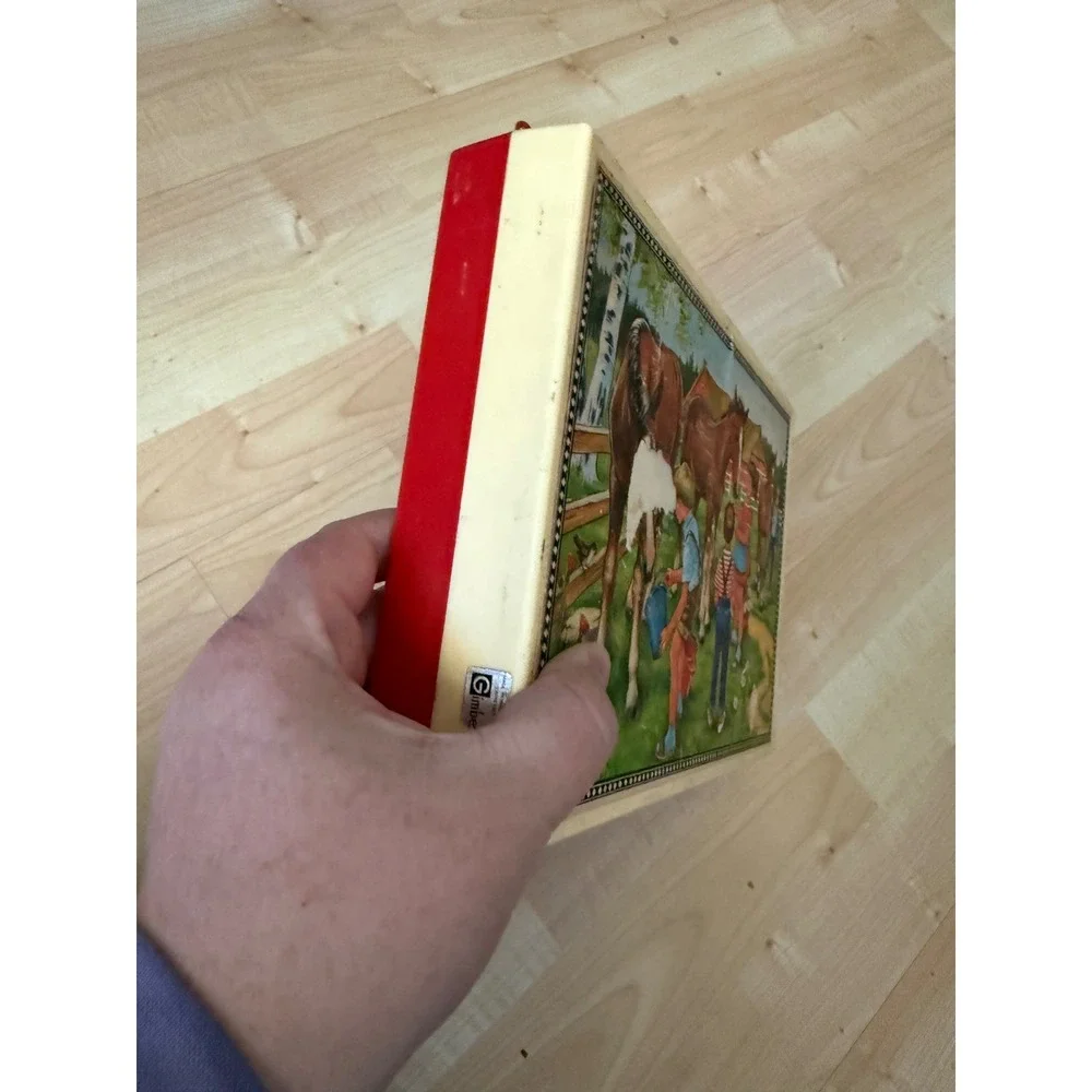 Childrens vintage 1950 Wooden Picture Block Puzzle‎ and Case made in Germany